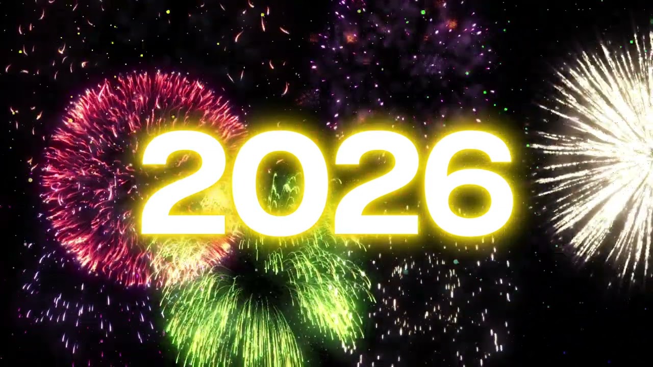 Contagem regressiva de ano novo de 2026 | 1 minuto e Fogos de artifício