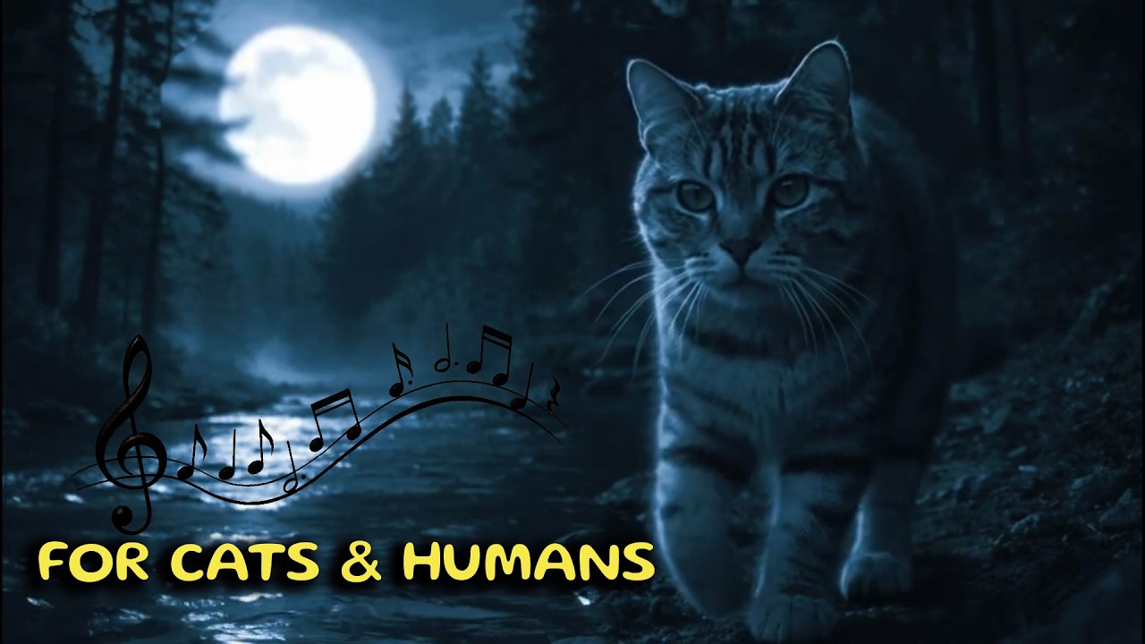 Can’t Sleep? 🌜 Night Walk by the River with Your Cat🐾Night Music |2h 20m