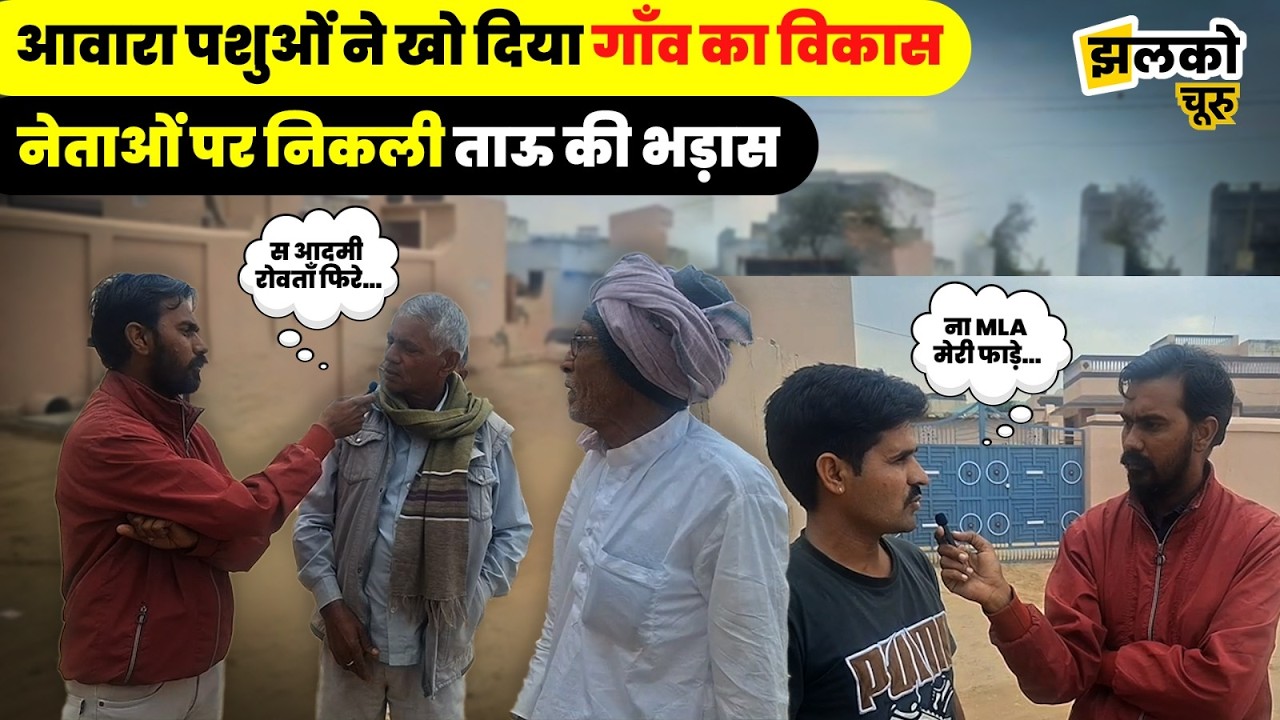 आवारा पशुओं से परेशान Churu के ग्रामीणों की नेताओं पर निकाली भड़ास ~ Jhalko Churu