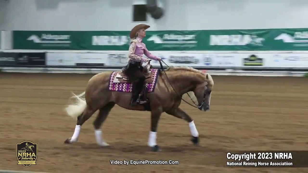Xtra little Balou shown by Courtney brooke Battison   2023 nrha futurity non pro with a score of 222