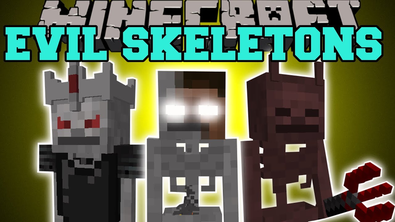 Minecraft: EVIL SKELETONS (HEROBRINE SKELETON, LORD OF SKELETONS, & DEVIL SKELETON) Mod Showcase
