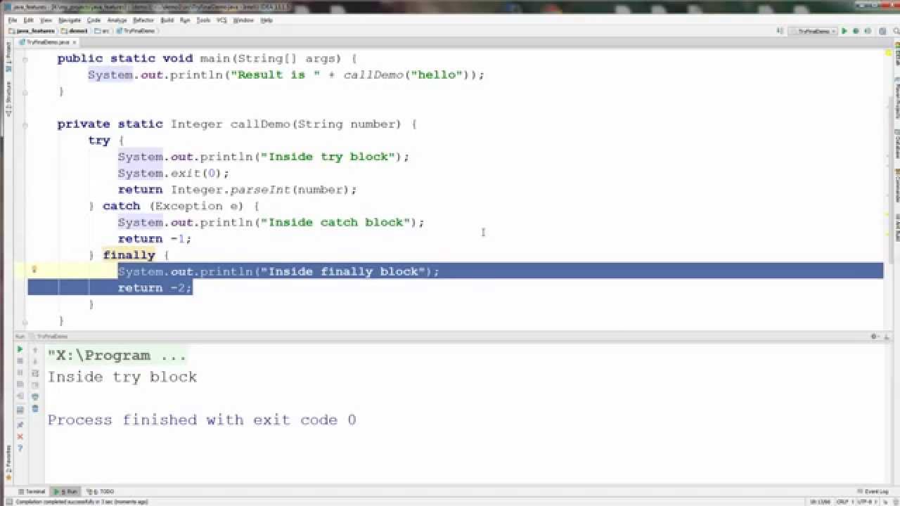 Java. Особенность 1. try-catch-finally блок.