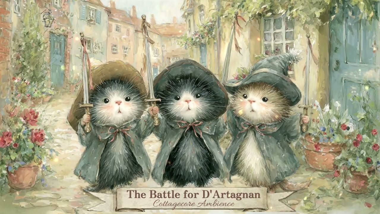 [Cottagecore Ambience] In a peaceful village alley, little knights united for justice 🐈‍⬛