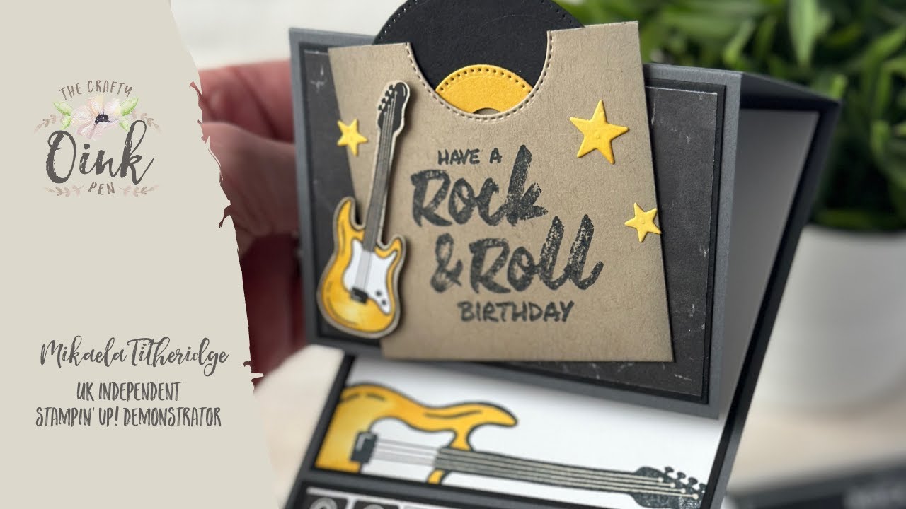 Faux Vinyl Record Easel Card Tutorial using Rock Star by Stampin' Up!