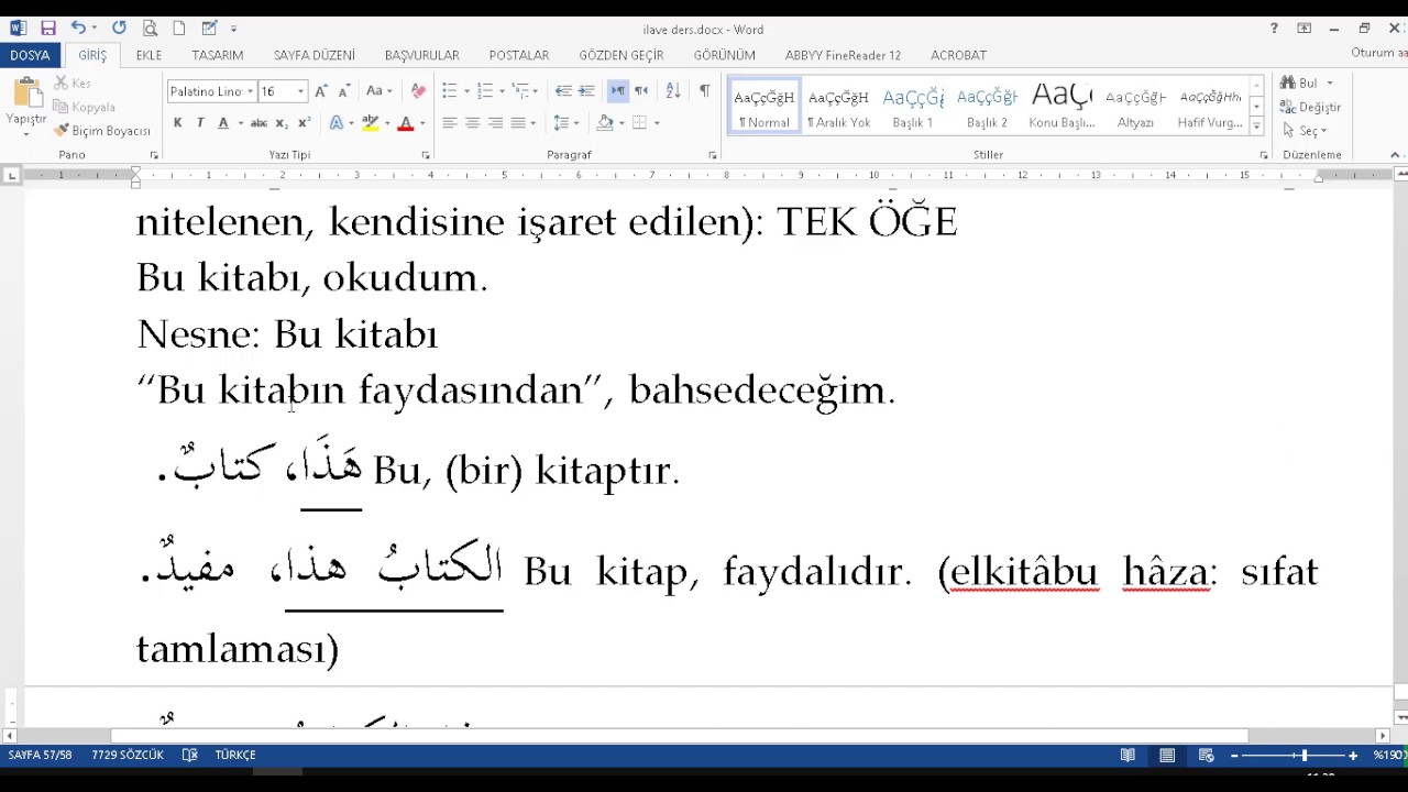 Arapca Ders Notlari (Nahiv Ozet 7) işaret isimleri ve ism-i mevsuller