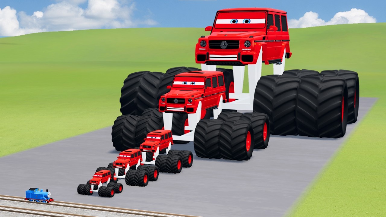 Big & Small McQueen G-Class VS Train | BeamNG.drive