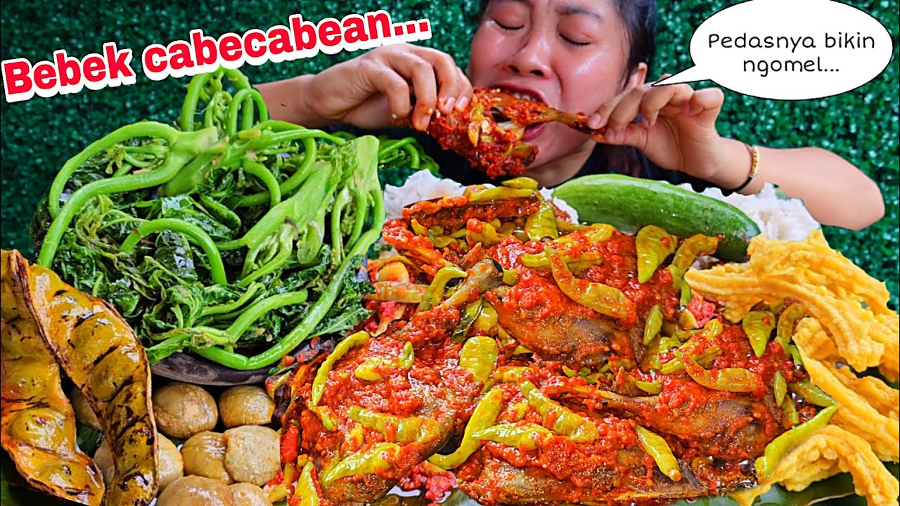 PEDASNYA BIKIN NGOMEL 🥵‼️.BEBEK CABECABEAN ,TUMIS DAUN PEPAYA LALAP PETAI JENGKOL GORENG