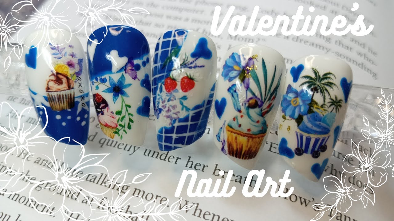 Valentine's Nail Art in Blue