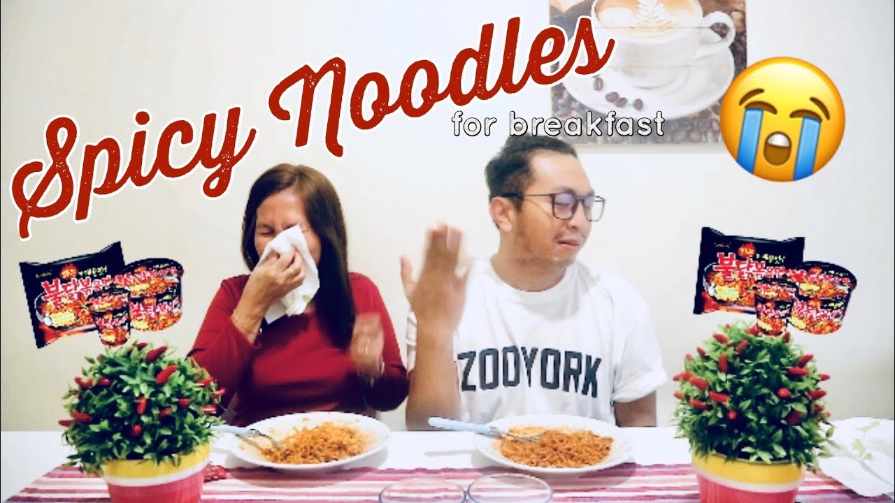Spicy Noodle Challenge for Breakfast featuring My Mom
