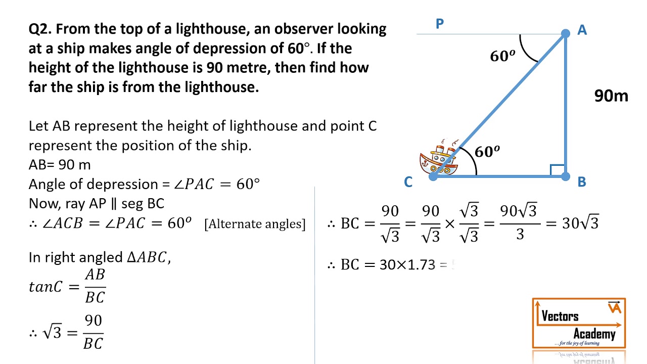 Class X: Applications of Trigonometry (word problems)