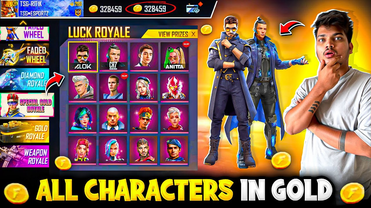 Free Fire New Special Gold Royale😍 All Characters In 500 Gold😱NOOB TO PRO -Garena Free Fire