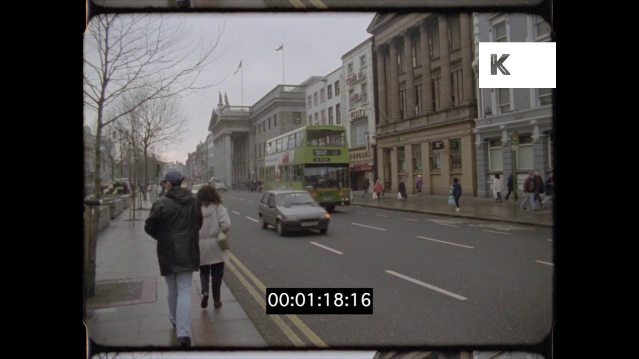 1990s Dublin, O'Connell Street, Ireland, HD