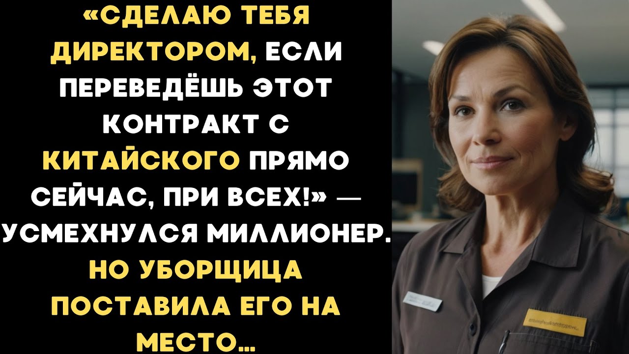 Сделаю тебя директором, если переведёшь это! — заявил миллионер. Но уборщица поставила его на место…