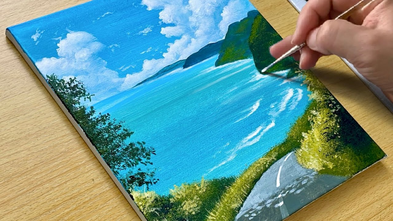 How to Draw a seascape / Acrylic Painting for Beginners