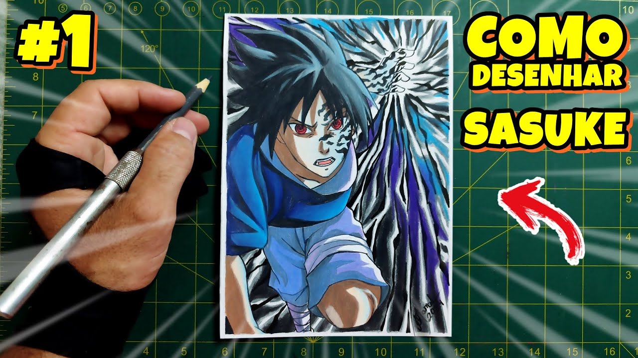 Como desenhar o SASUKE COM CHIDORI ESCURO passo a passo completo #1