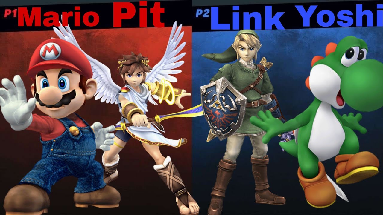 Super Smash Flash 2- Mario & Pit Vs Link & Yoshi