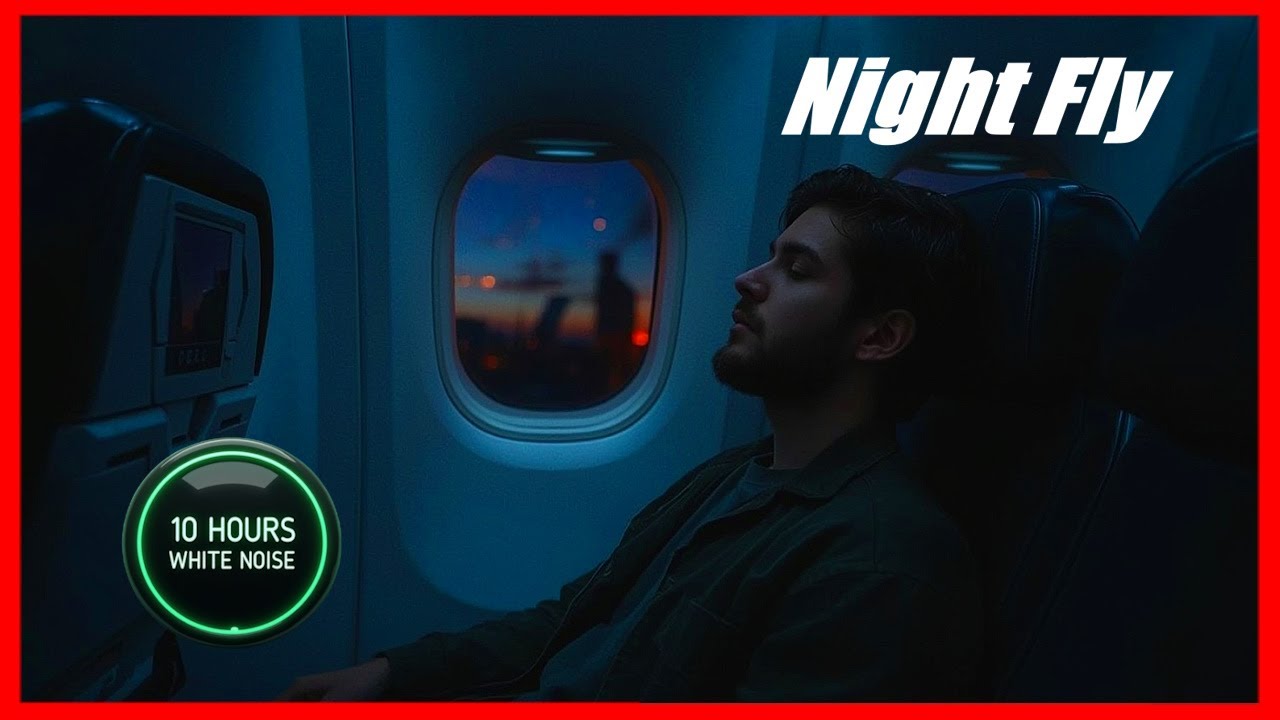 Airplane Cabin Sound for Sleep, 10 Hours of Calming White Noise, Night Flight Ambience