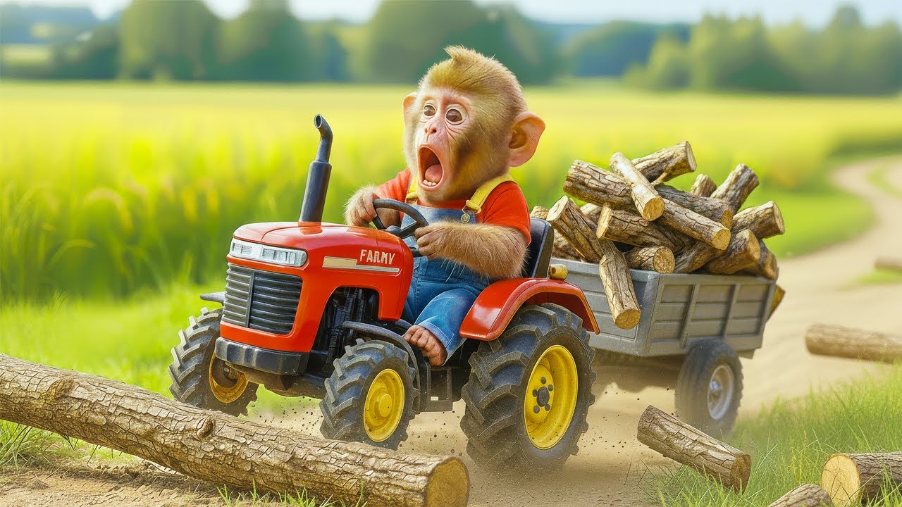 Baby Monkey Na Na’s Brave Road Rescue 🚜🐒 | Clears Fallen Logs After Accident 💥❤️