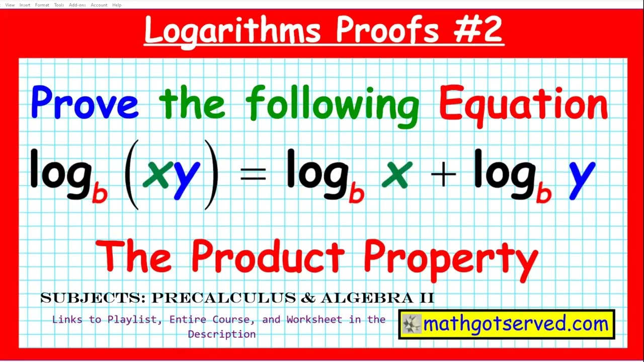 Logarithms Proofs #2 Product Property Mathgotserved mathwmusic inverse power product exponents  mwm