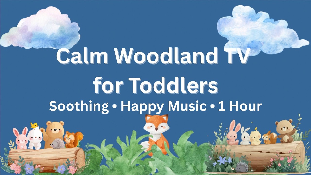 1 Hour Woodland Baby & Toddler Calm Background 🌿 Watercolor Forest Animals with Music for Playroom