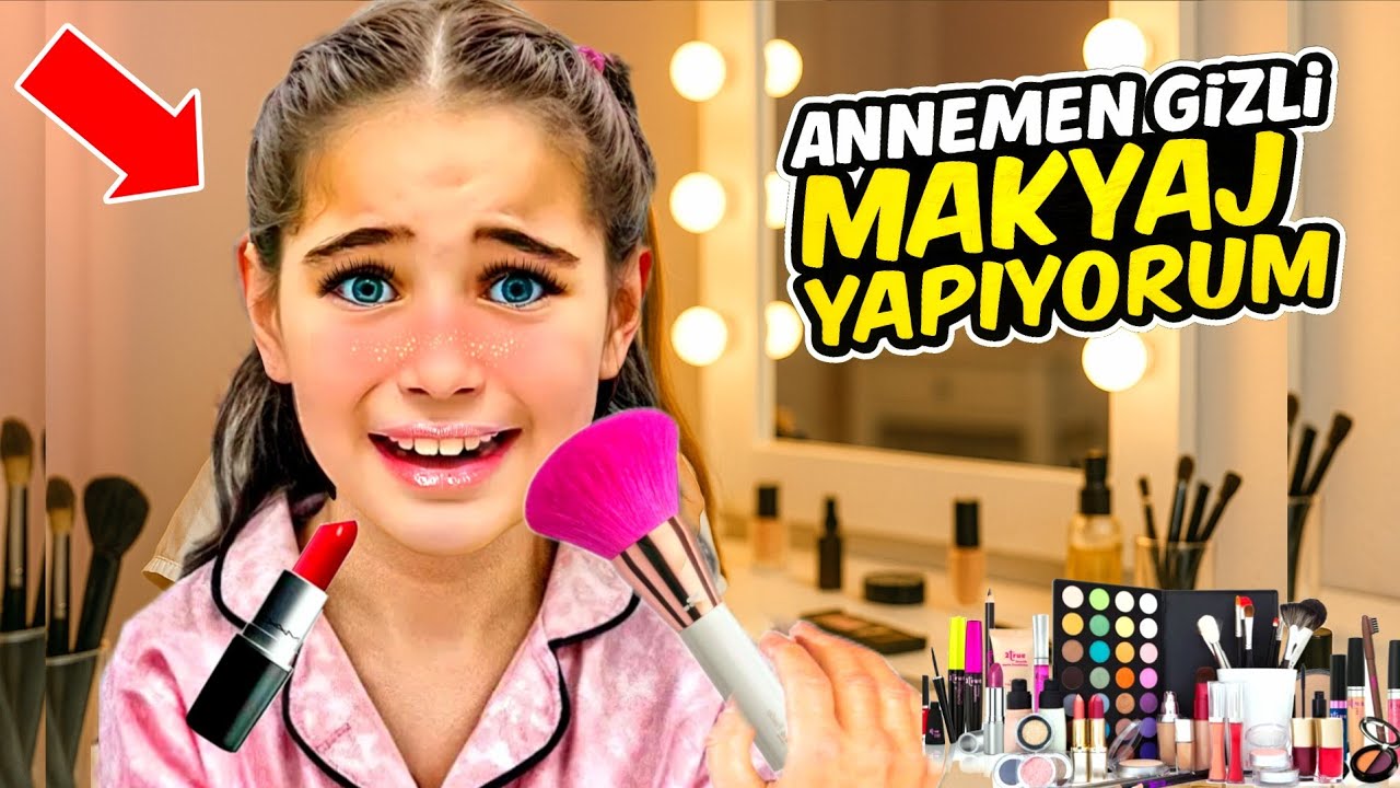 ANNEMDEN GİZLİ MAKYAJ YAPIYORUM ‼️ TAM Bİ KOMEDİ !!  EYVAH YAKALANDIK !!
