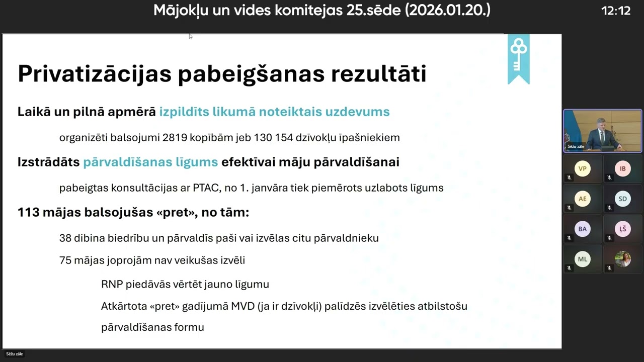 Rīgas domes Mājokļu un vides komitejas 25.sēde (2025.01.20.)