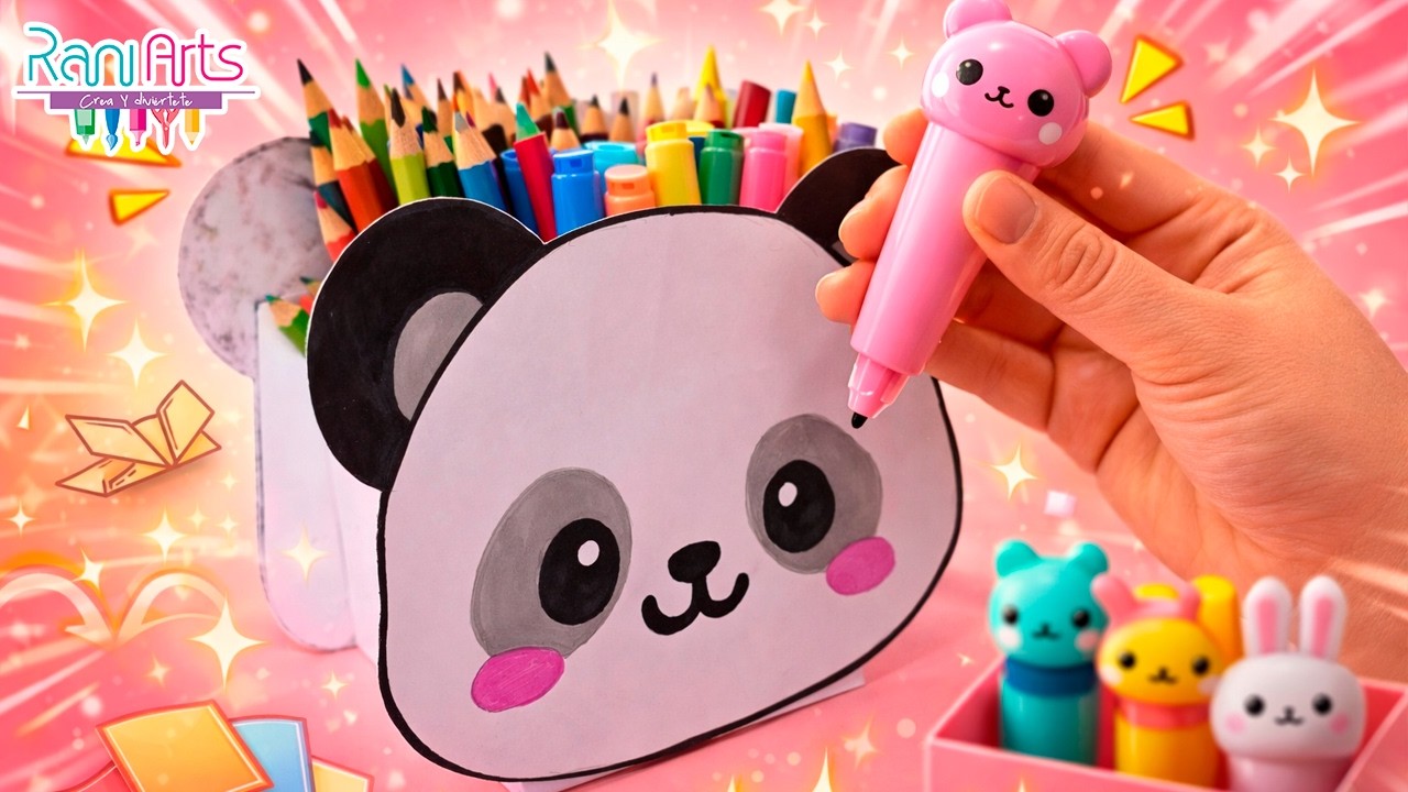 Organizador de escritorio PANDA 🐼🖊️ | DIY bonito y funcional