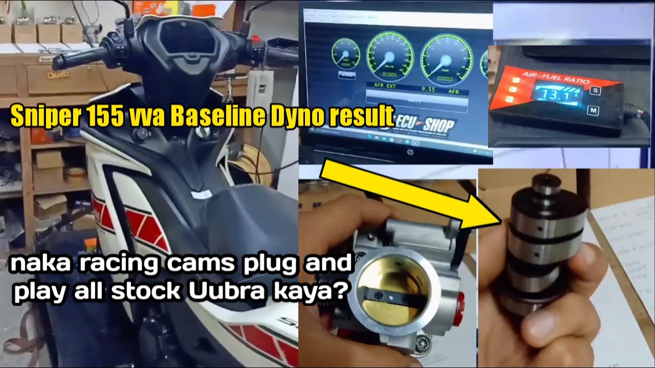 Sniper155 vva baseline Dyno result, AFR result, racing cams plug & play all stocks okay kaya?