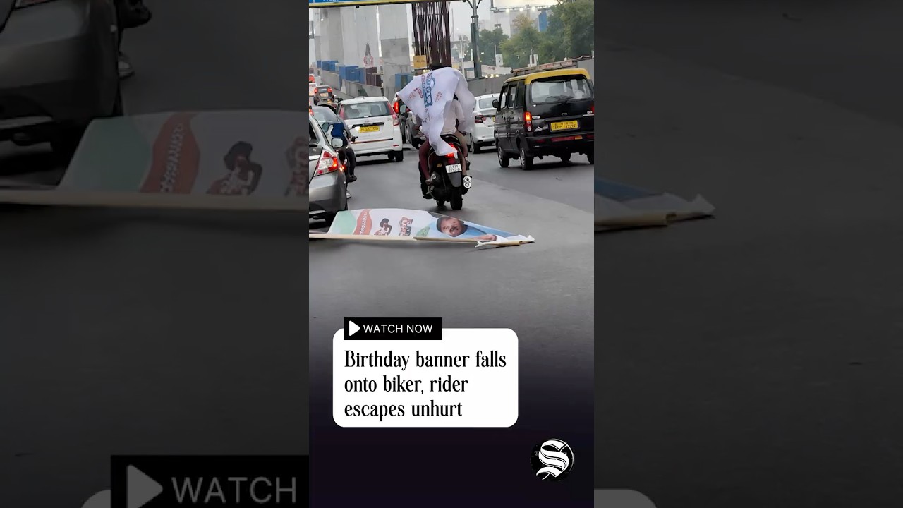 Birthday banner collapses onto biker in Thane, raises safety concerns over public infrastructure