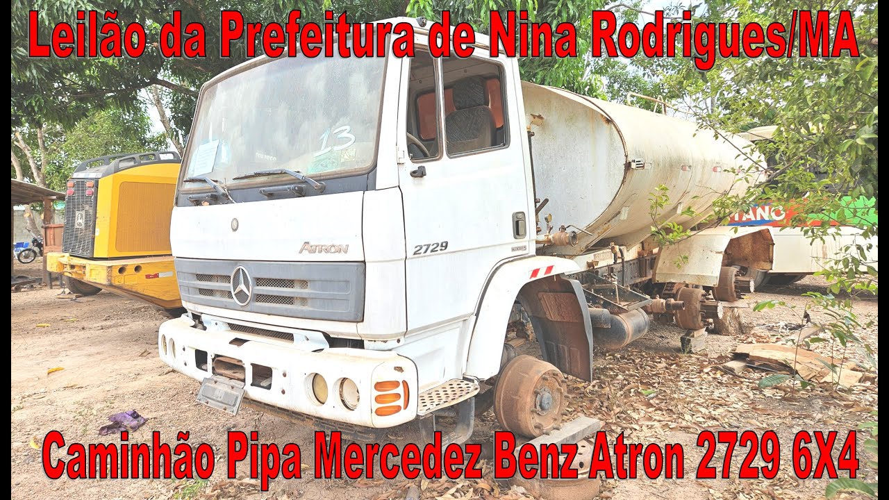 Caminhão Pipa Mercedez Benz Atron 2729 6X4 em leilão da Prefeitura de Nina Rodrigues/MA