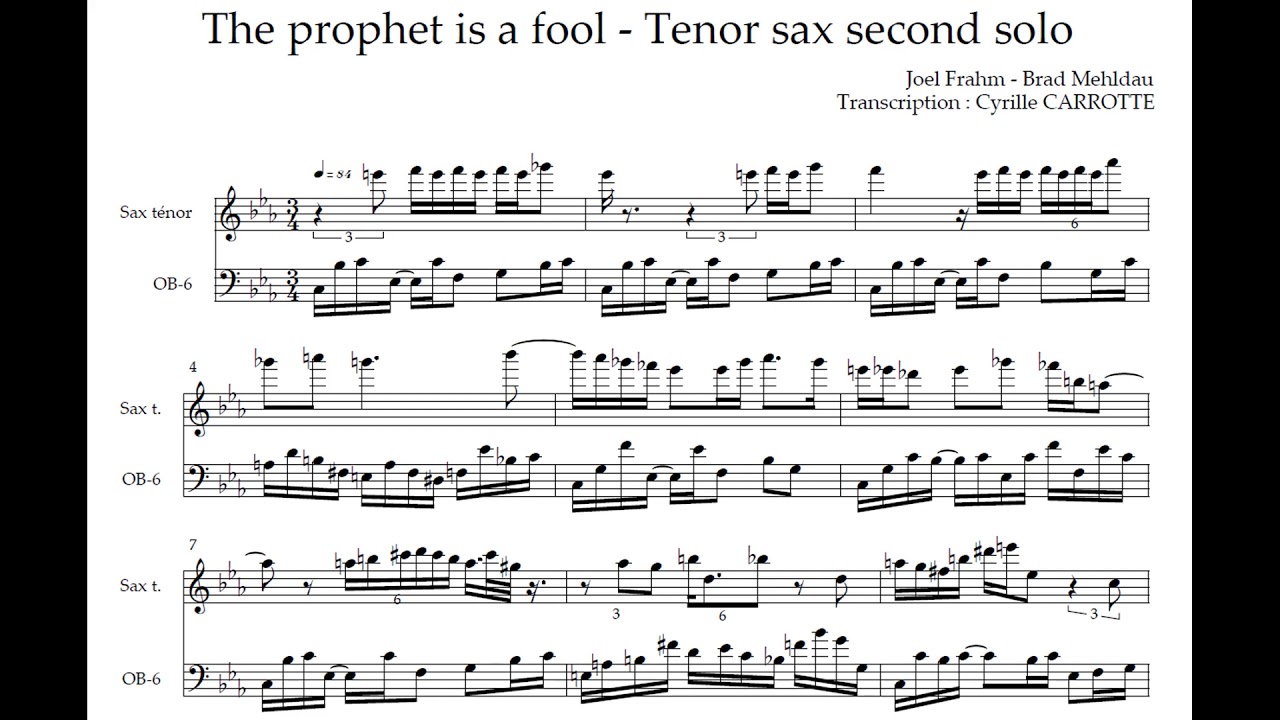 The prophet is a fool - Brad Mehldau/Joel Frahm - free transcription (2 tenor sax solos and bass)