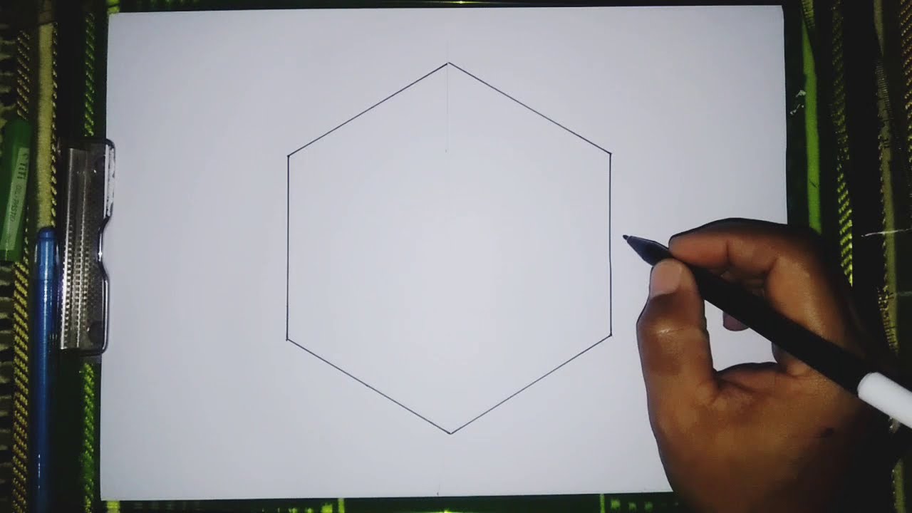 Belajar menggambar bentuk segi enam yang mudah