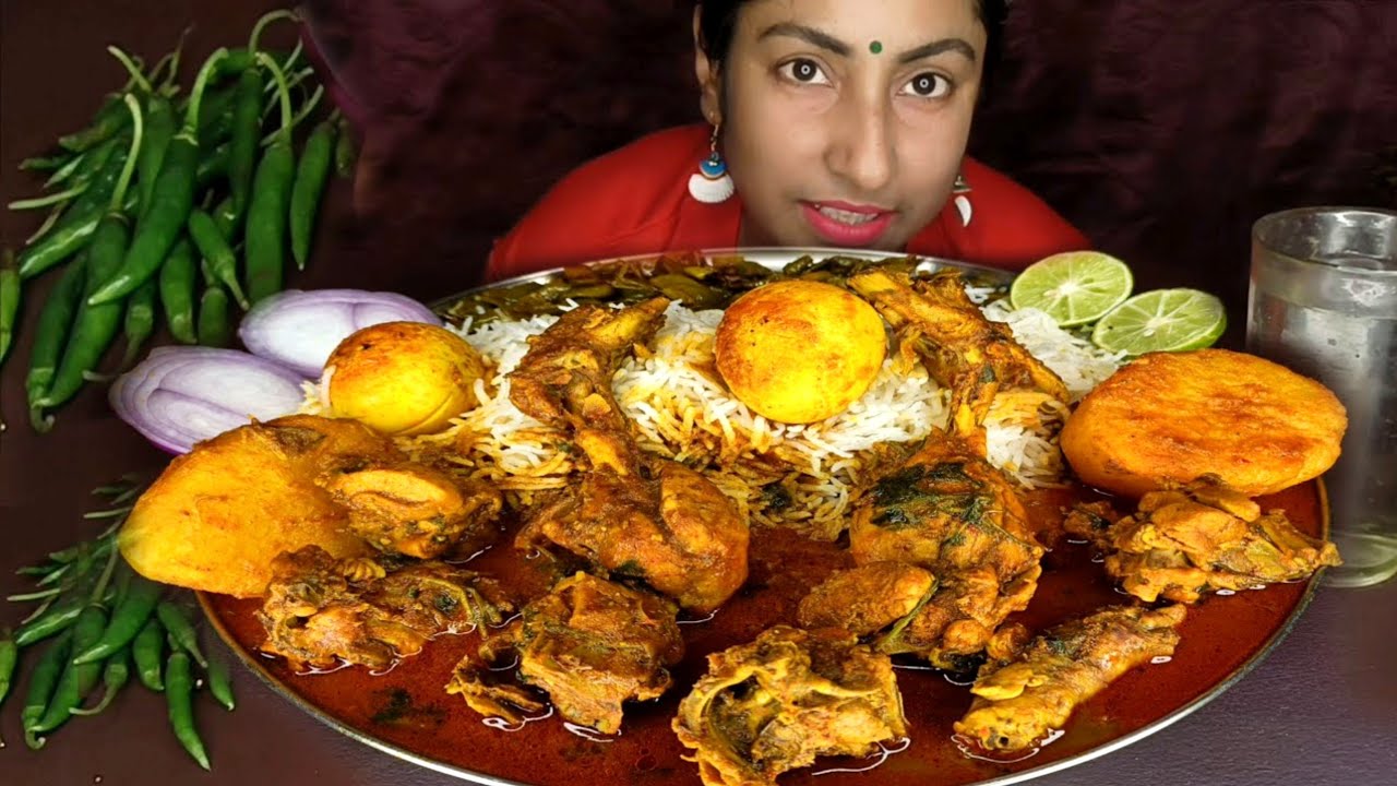 SPICY🔥🥵EGG CHICKEN KOSHA BASMATI RICE EATING INDIAN MUKBANG ASMR SHOW #bigbites #asmrsounds 