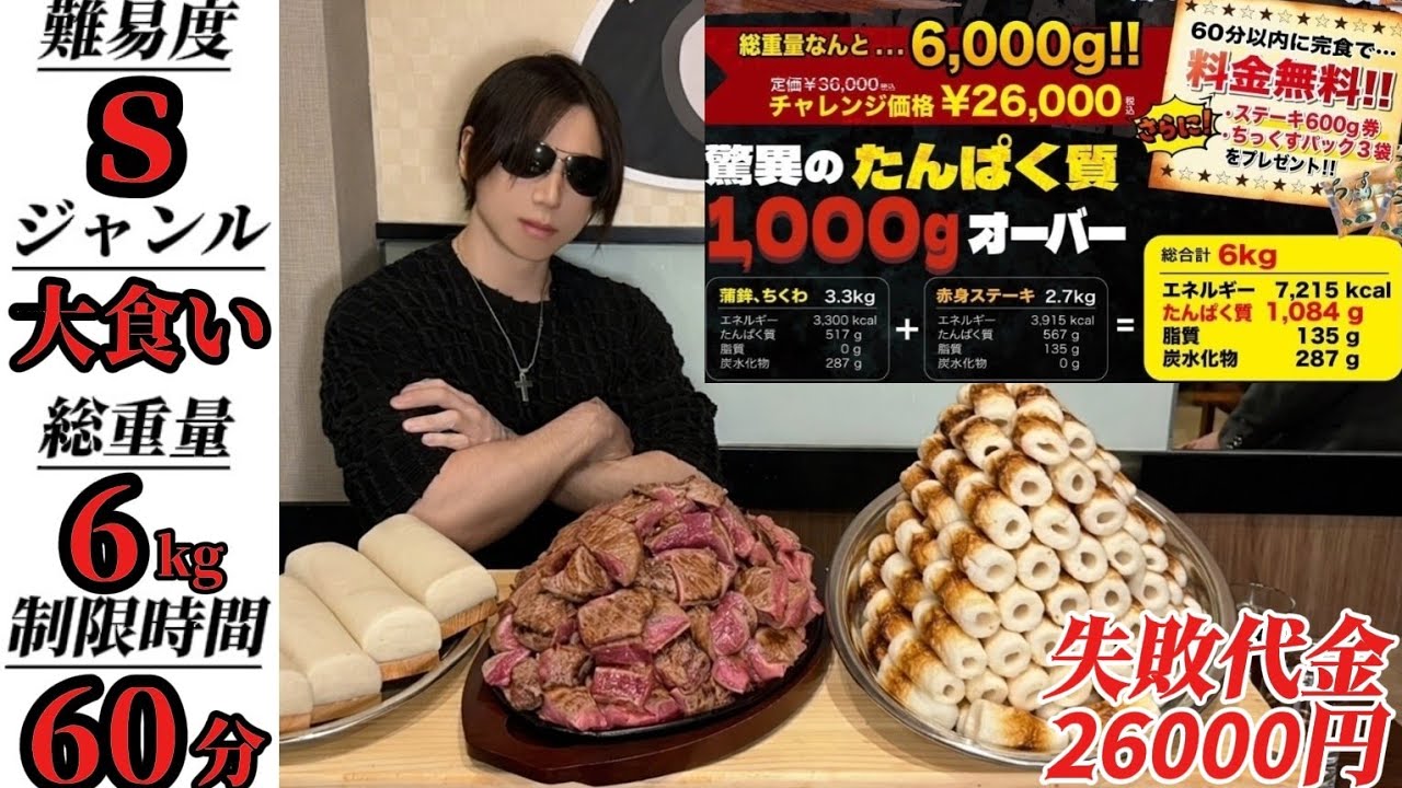 【大食い】たんぱく質1000gオーバー！失敗代金26000円の超高難度チャレンジ！【大胃王】【Bigeater】