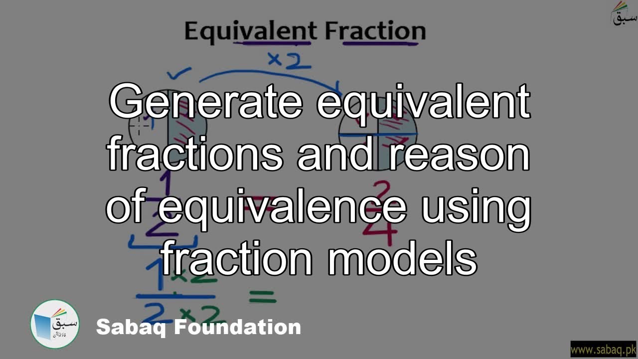 Generate equivalent fractions and reason of equivalence using fraction models | Sabaq Foundation