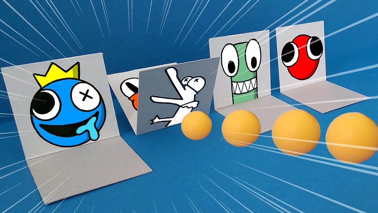 Rainbow Friends Paper Cup Popper Game DIY｜How to Make Funny Paper Craft Ideas
