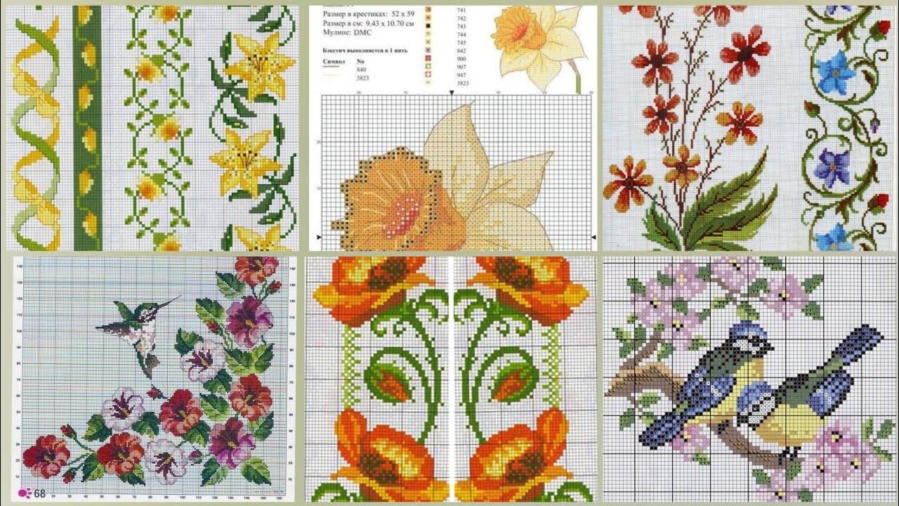 Marvelous Cross Stitch New Patterns with graph// Char Suti kerhai key graph