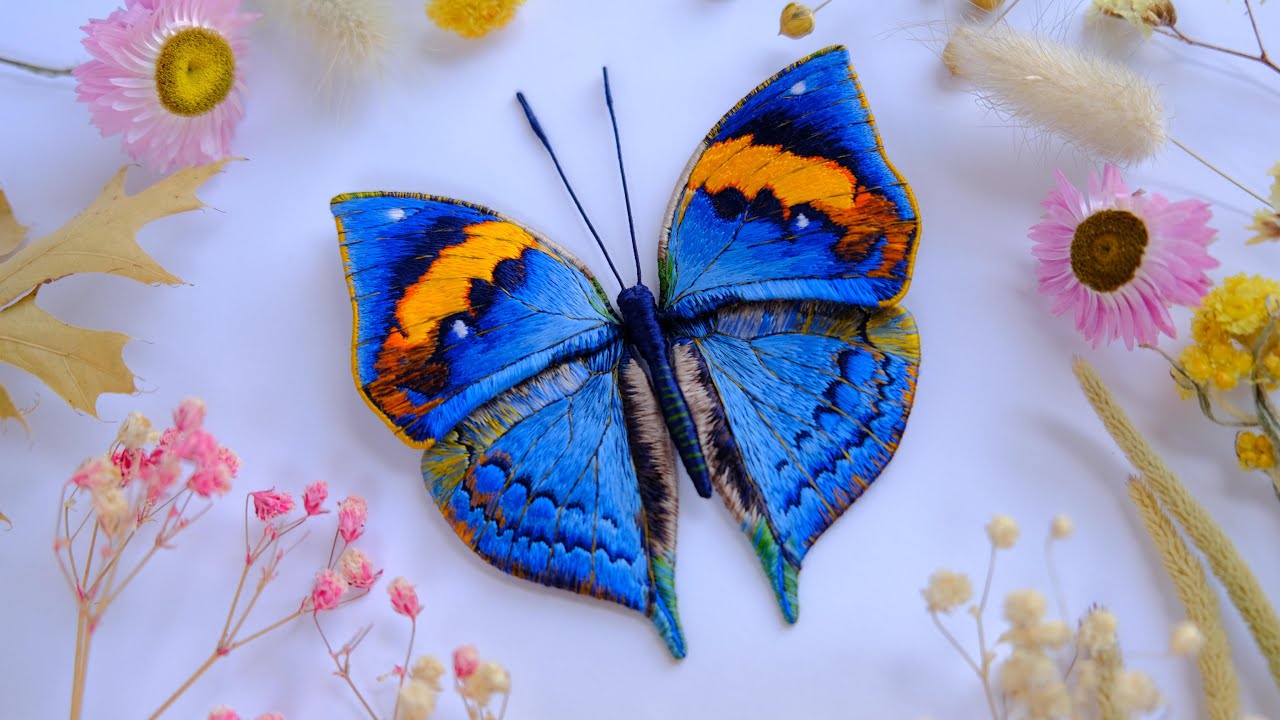 The embroidery of the Kallima Inachus - oakleaf butterfly