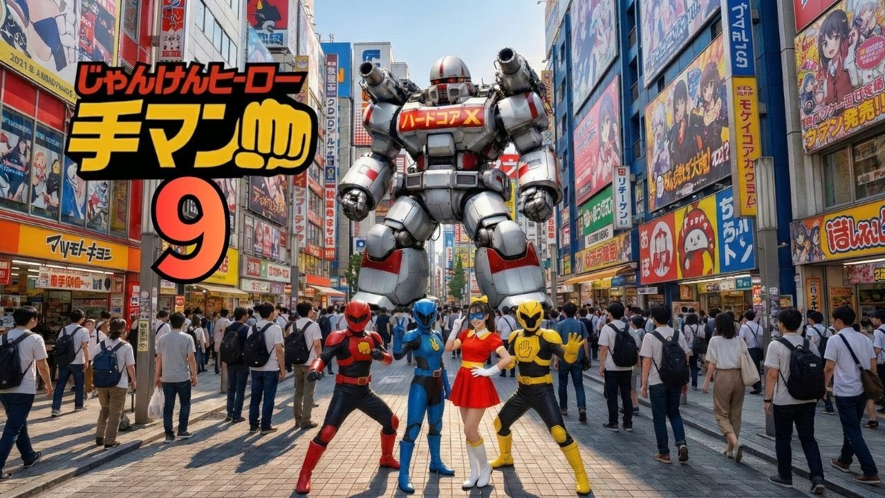 【AI】「じゃんけんヒーロー手マン9」 MV　#特撮ヒーロー #戦隊もの #ヒーロー #仮面ライダー