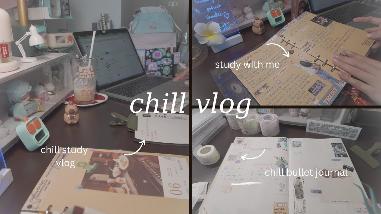 study vlog, weekly bullet journal set up, habit trackers, Chinese handwriting | Holiday playlist