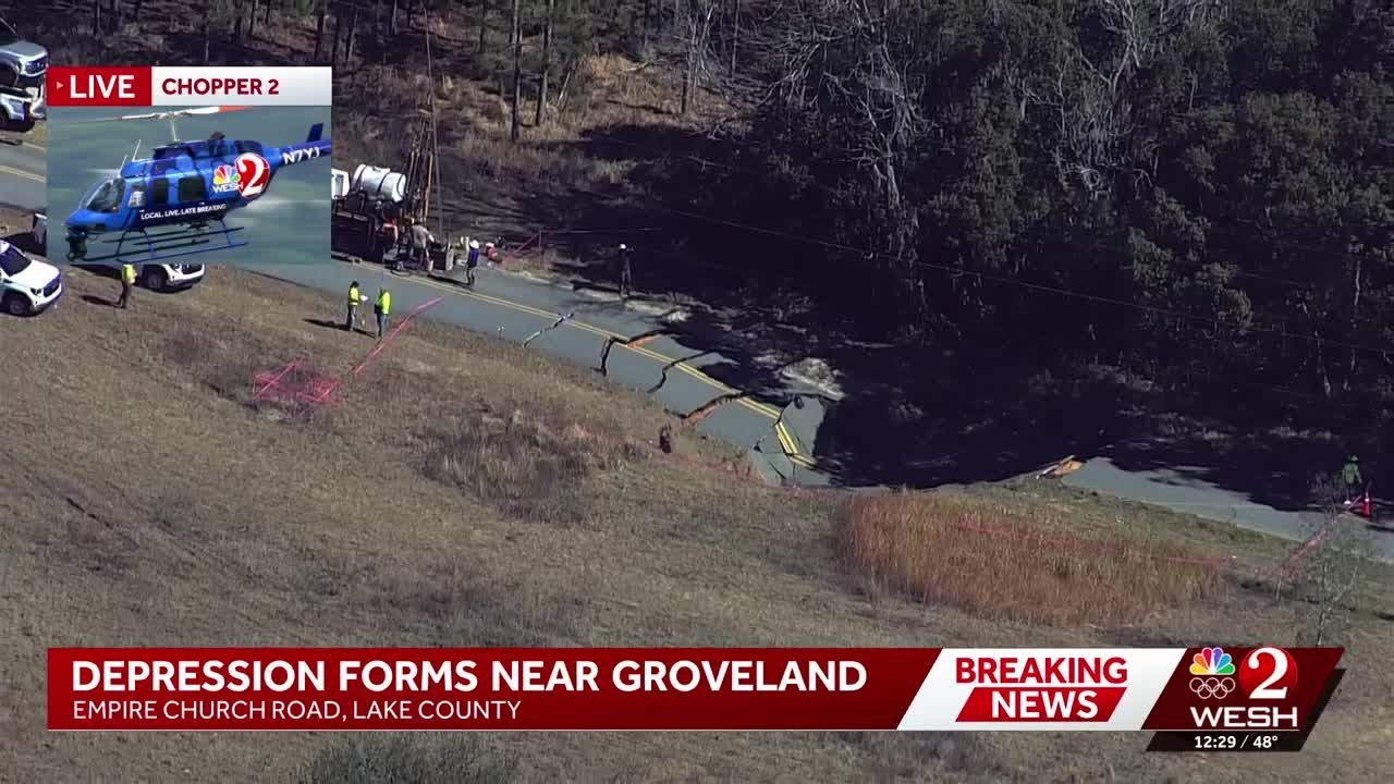 Depression causes road closure in Lake County