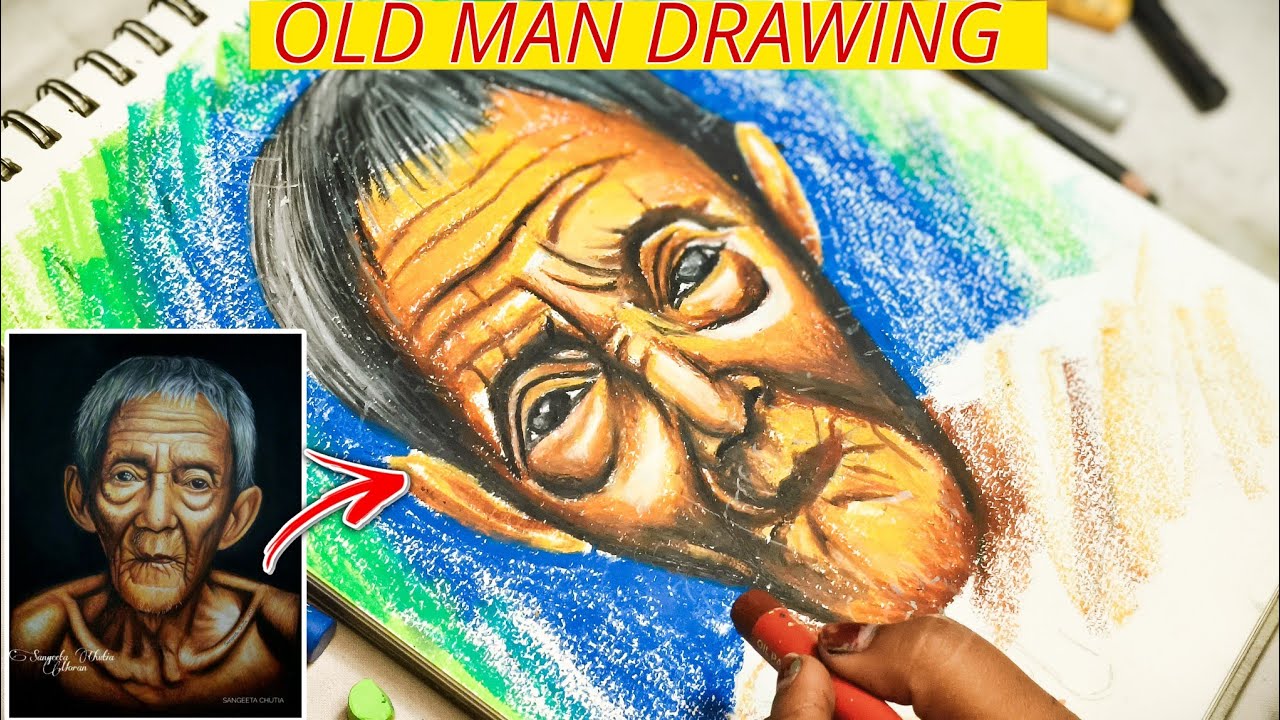 How To Draw Portrait Of An Old Man, Oil Pastel Portrait Drawing 😱 | Easy Step By Step