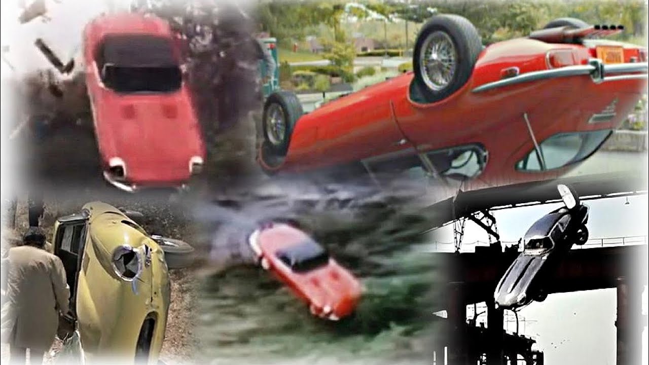 46 years Jaguar E-type crashes in movies, TV