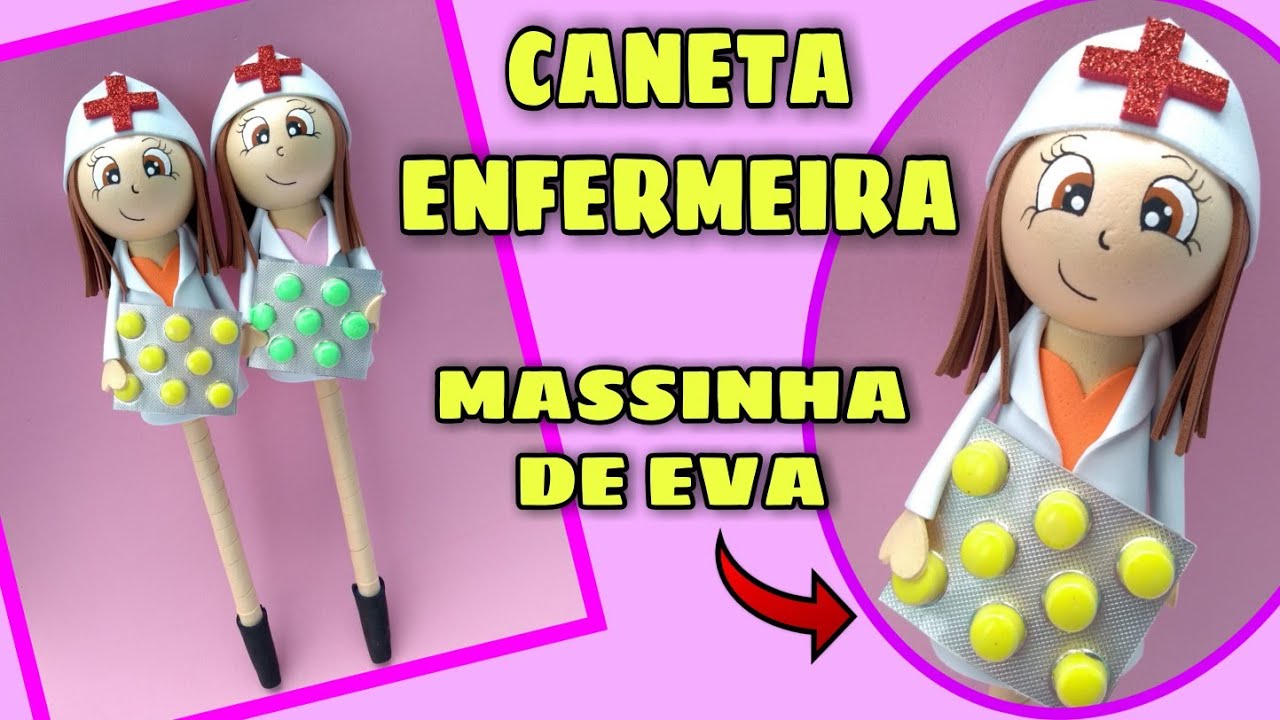 Como fazer caneta enfermeira de Eva | Caneta profissões personalizada