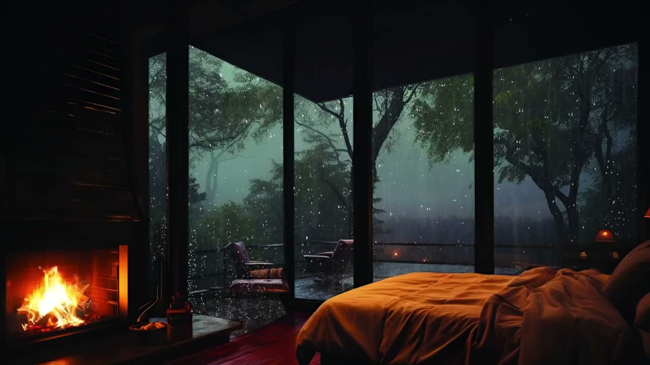 Rain Sound On Window, Heavy Rain for Sleep, Study and Relaxation, Meditation