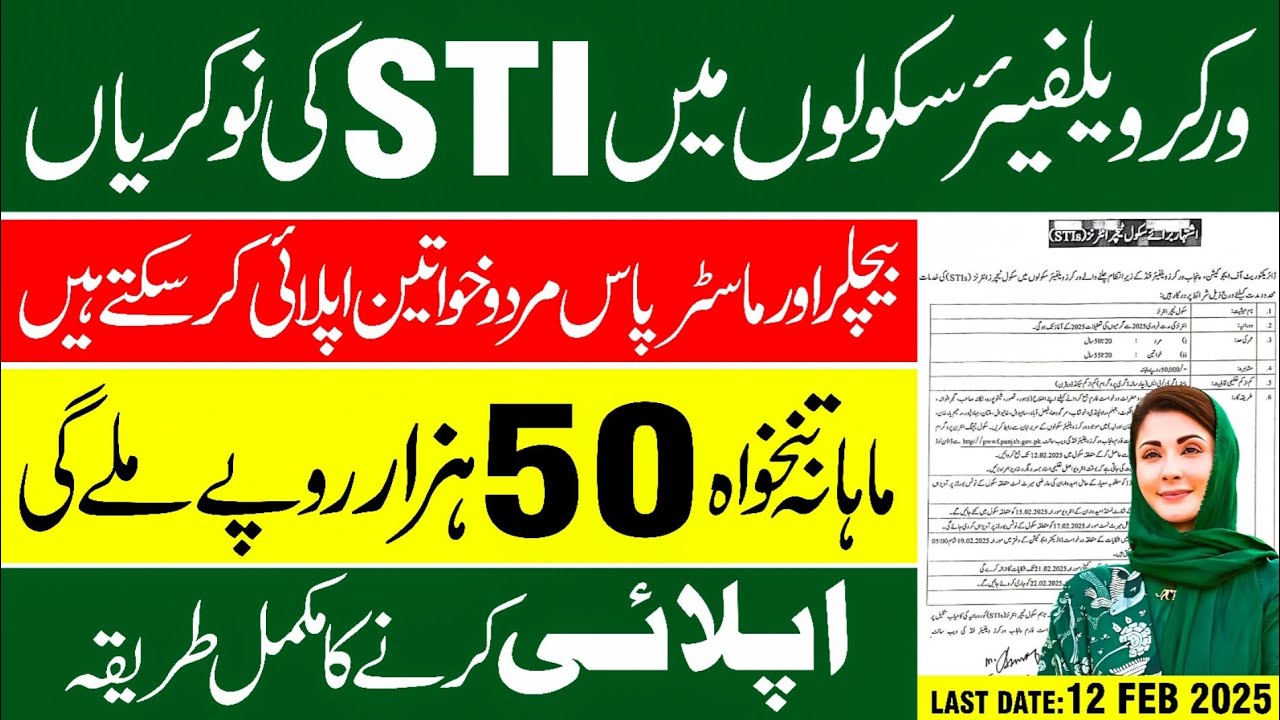 New STI Jobs in Worker Welfare School Punjab 2025 | Apply For STI Jobs in Worker Welfare School