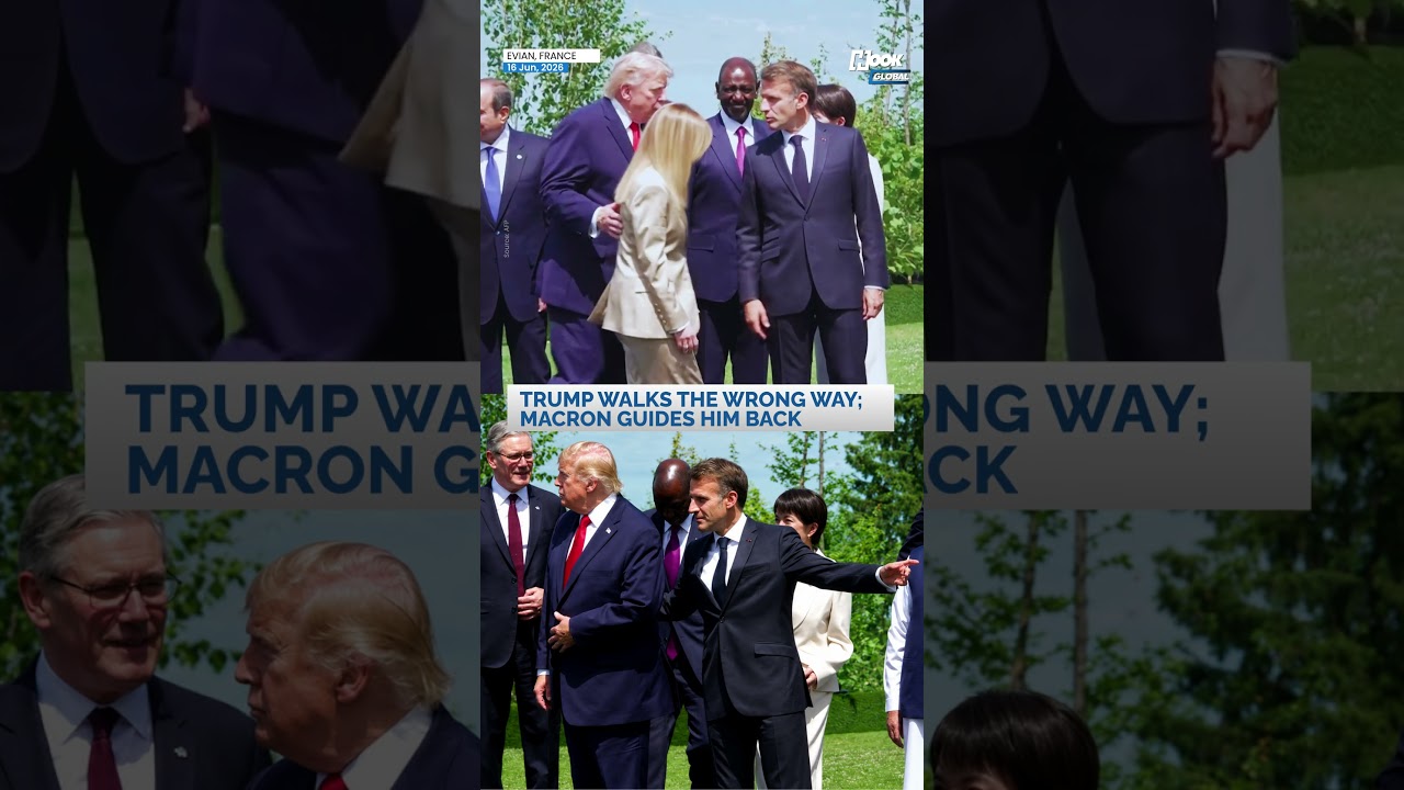 Trump walks the wrong way, Macron and leaders guide him back