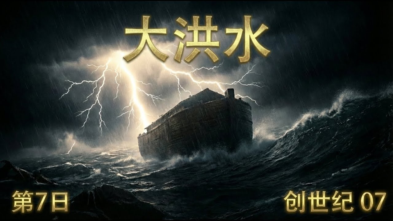 第7日 | 圣经 创世记 07 — 大洪水 [从零开始的恩典] #圣经#创世纪 #旧约 #bible #aiart   #dailyblessing  #aivideo