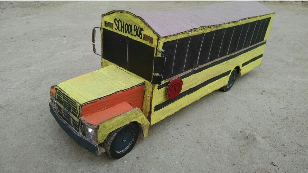 How To Make Mini Bus || how to make cardboard school bus at home