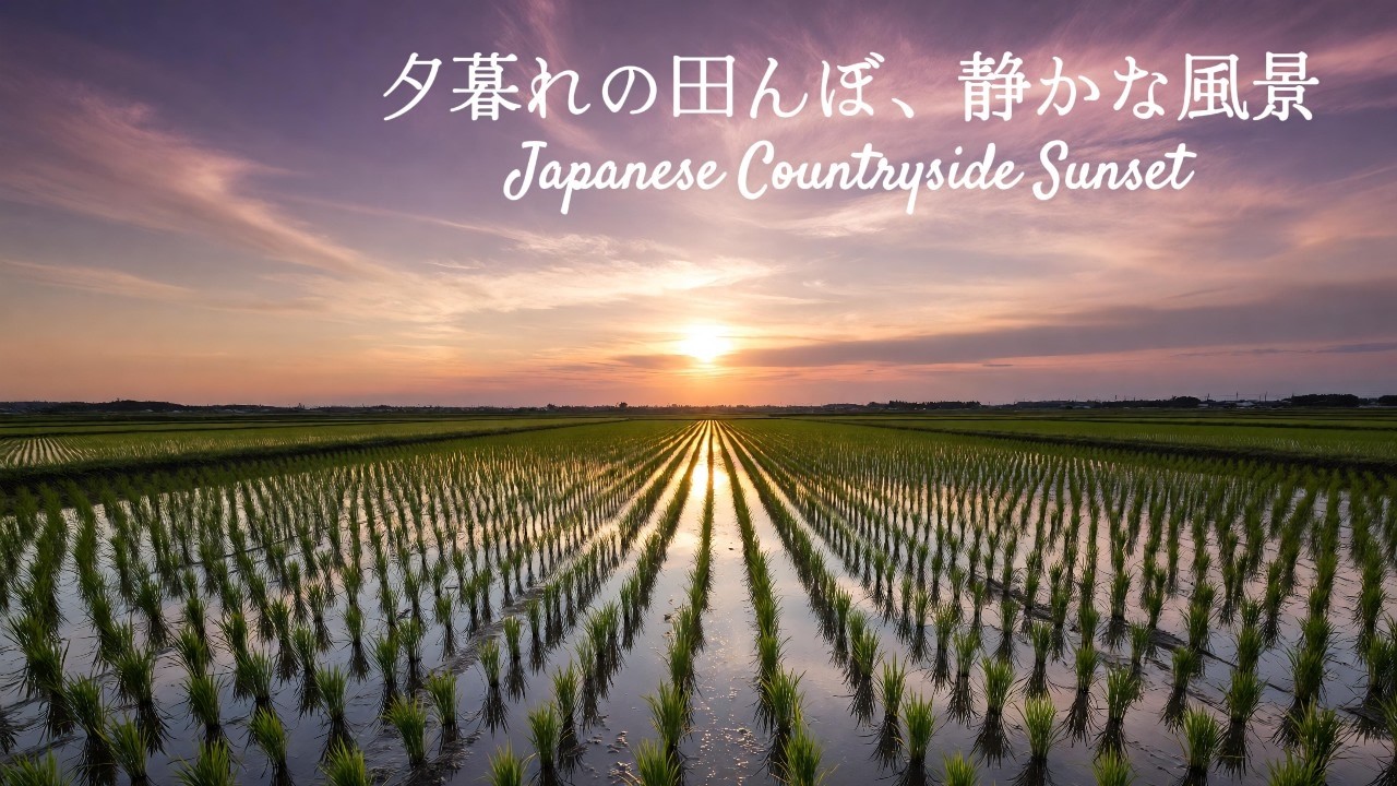 【睡眠/作業用】夕暮れの田んぼ、静かな風景 | Japanese Countryside Sunset